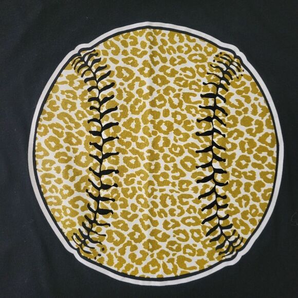 Next Level Apparel Crewneck Black Leopard Baseball Graphic Short Sleeve Tee - Picture 9 of 12